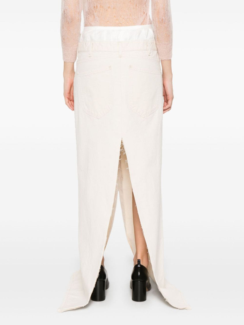 Beige Long Denim Skirt 6