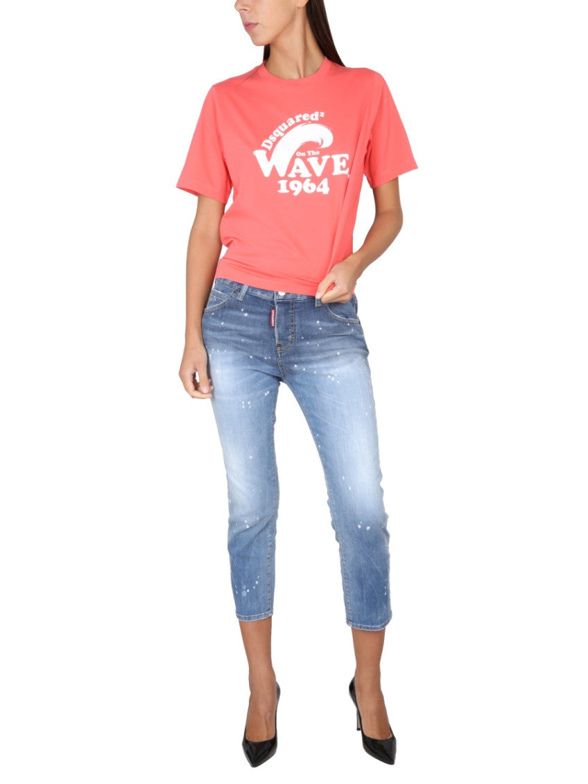Pink Graphic Crew Neck T-Shirt 4