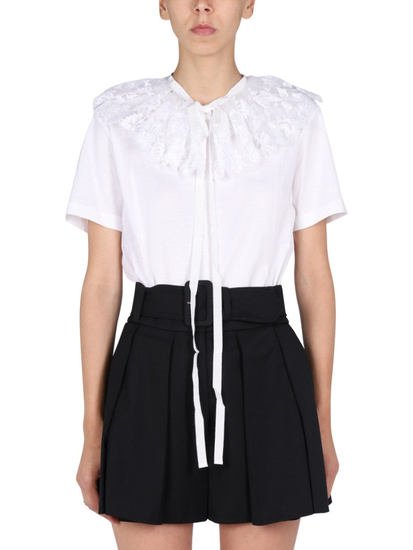White Embroidered Round Neck Top 1