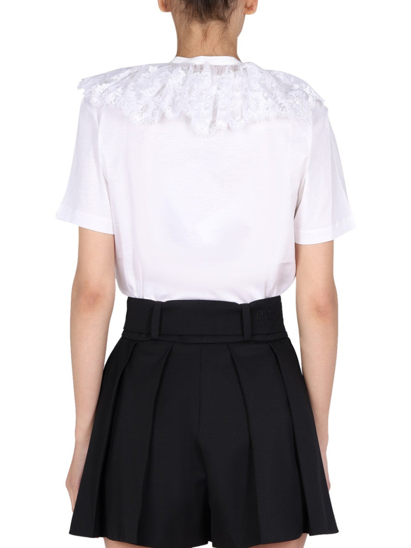 White Embroidered Round Neck Top 2