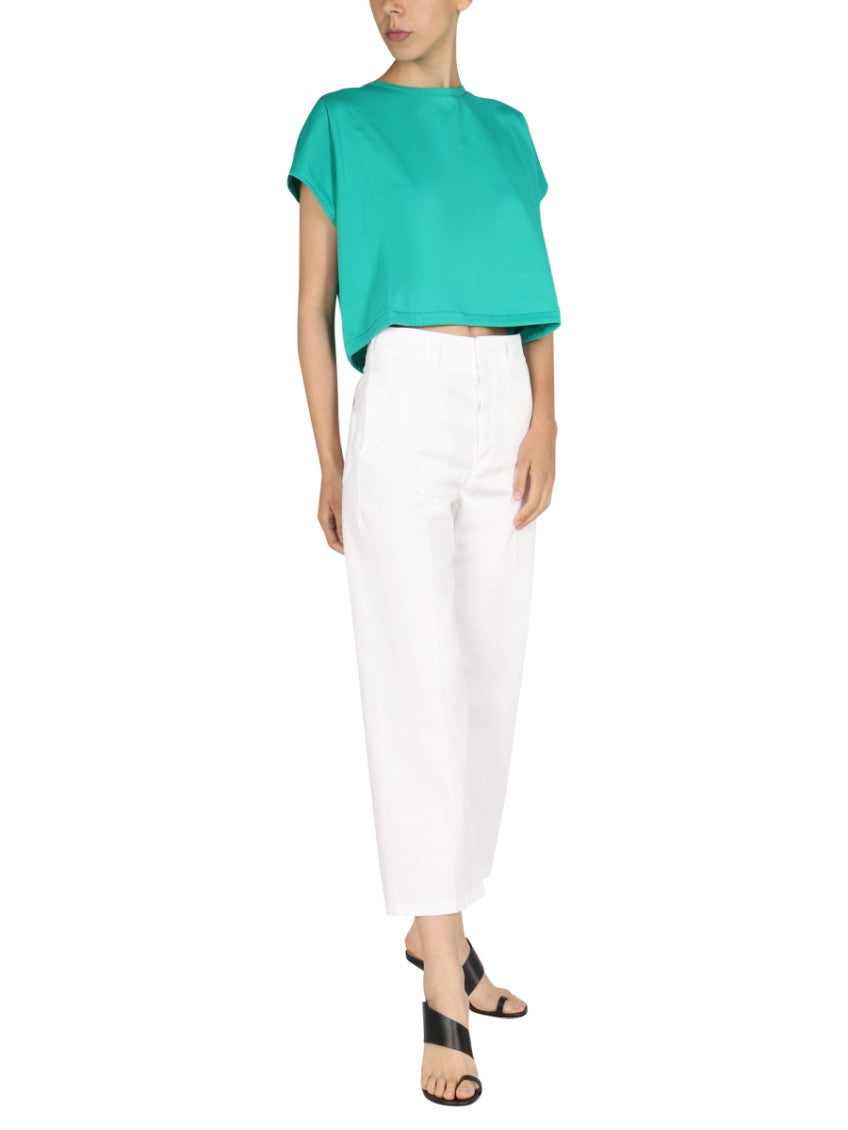 Green Solid Round Neck T-Shirt 4