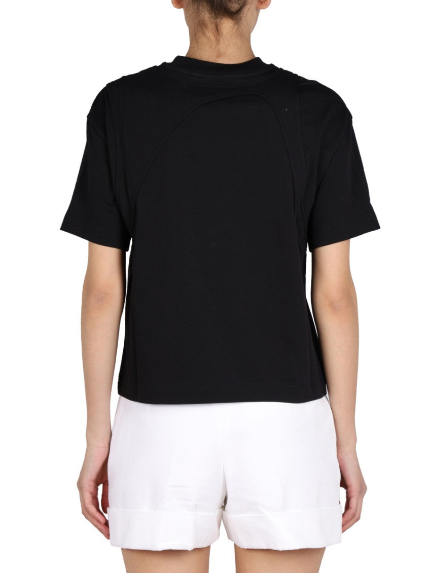 Black Solid Crew Neck T-Shirt 2