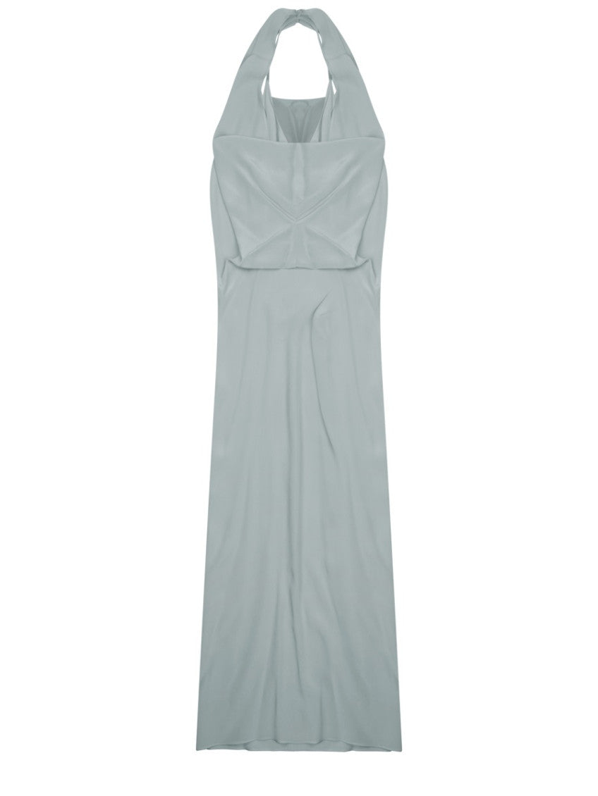 Grey Solid Halter Neck Maxi Dress 1