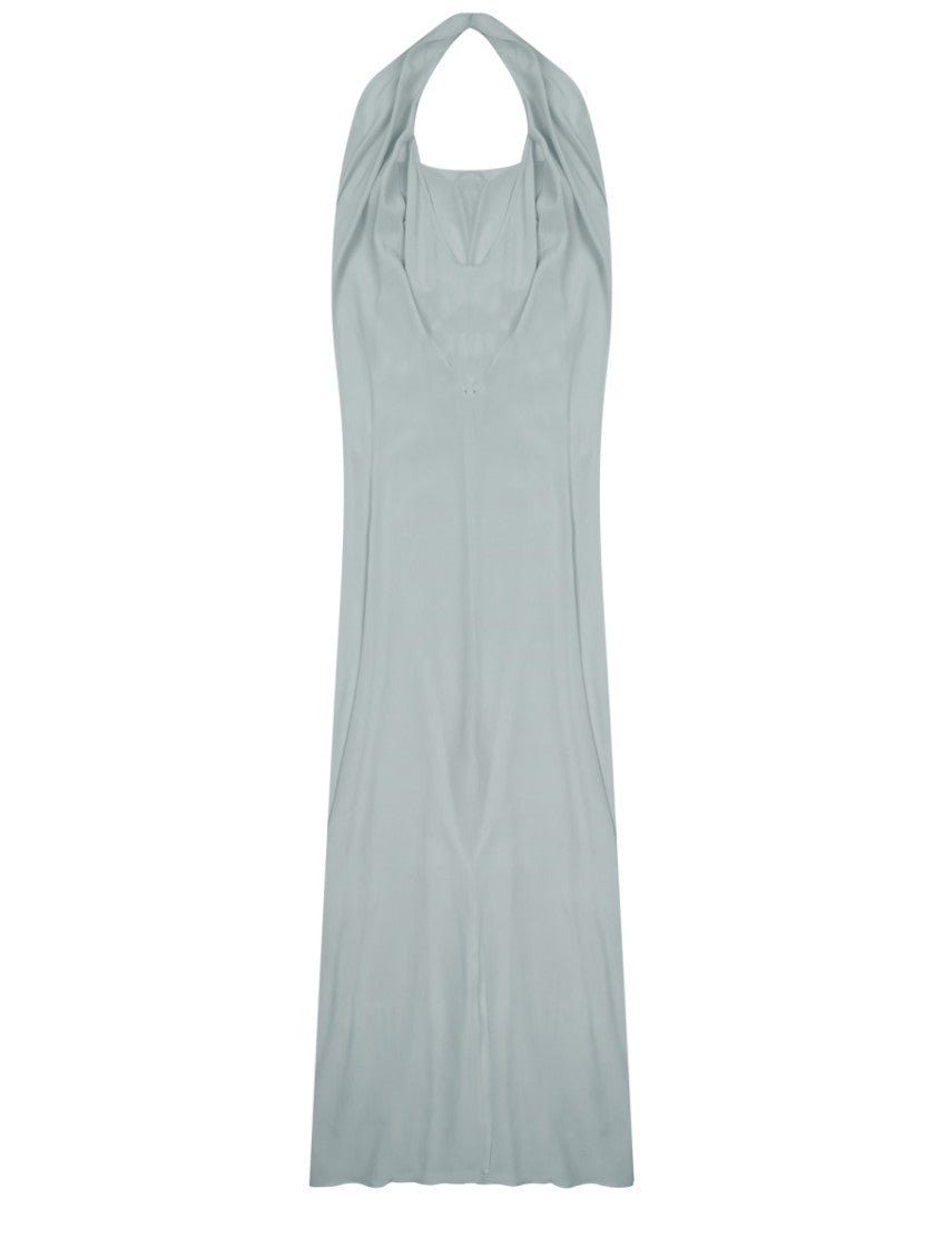 Grey Solid Halter Neck Maxi Dress 2