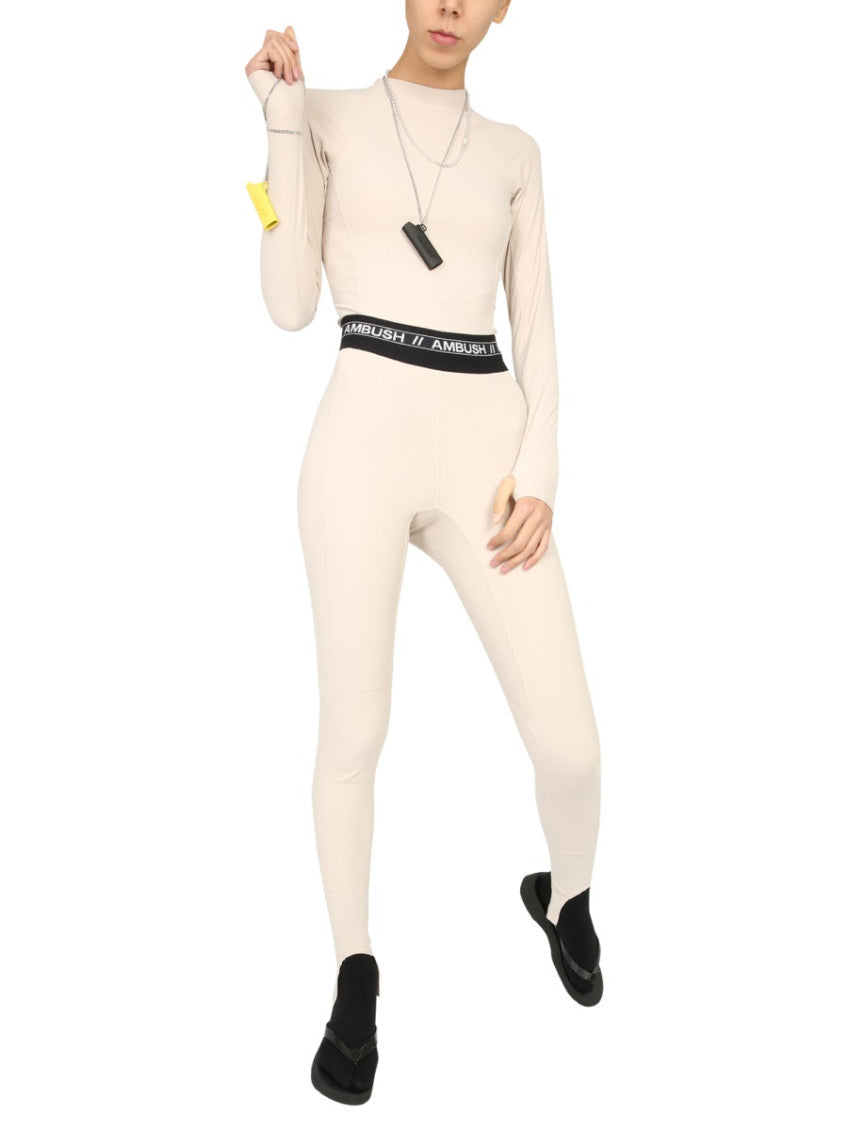 Beige Solid Mock Collar T-Shirt 3