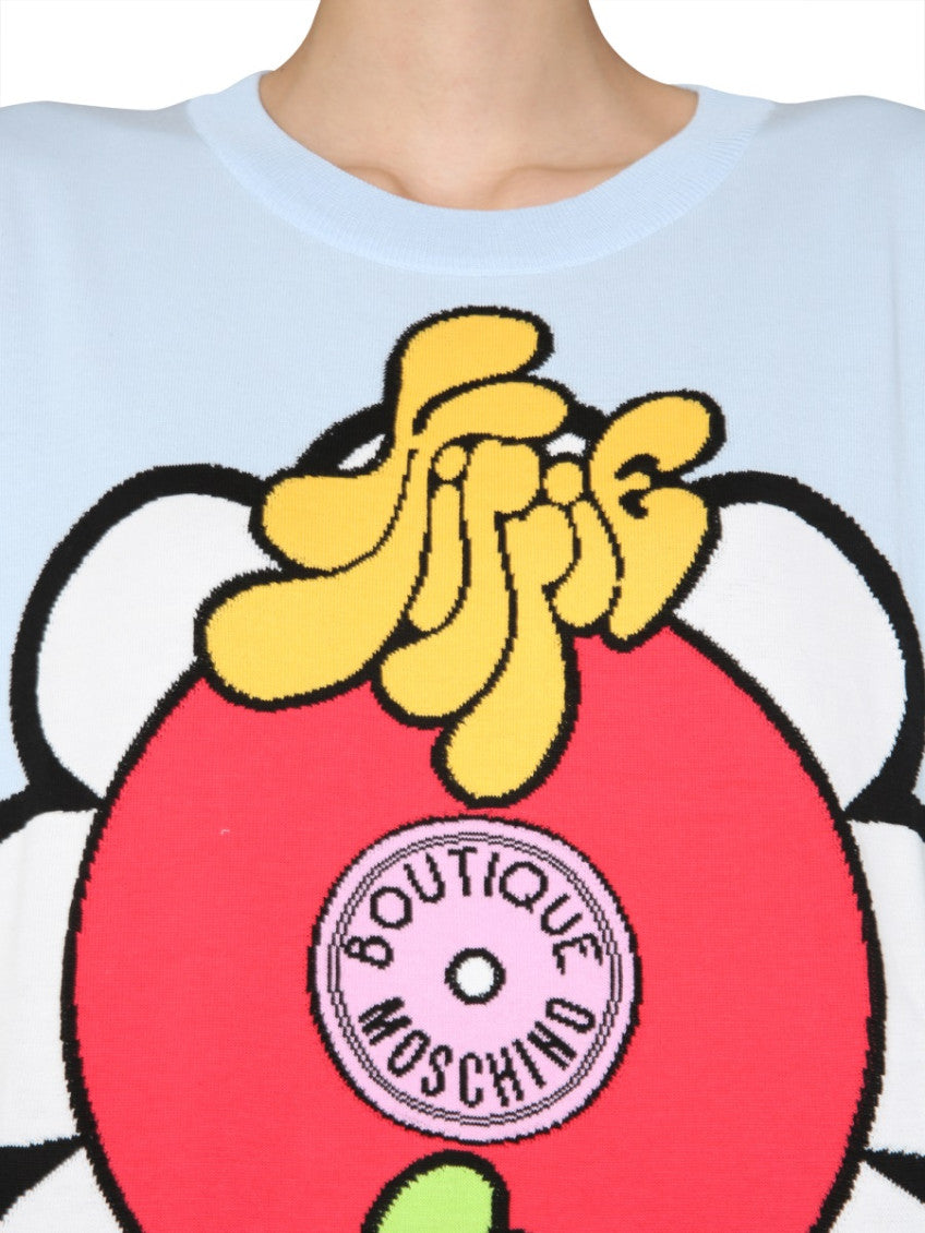 Light Blue Graphic Crew Neck T-Shirt 3