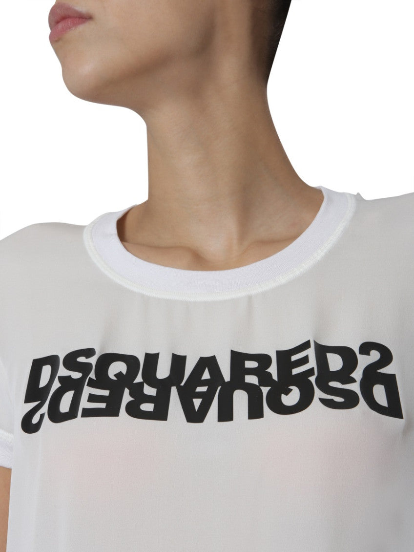 White Logo Round Neck T-Shirt 3