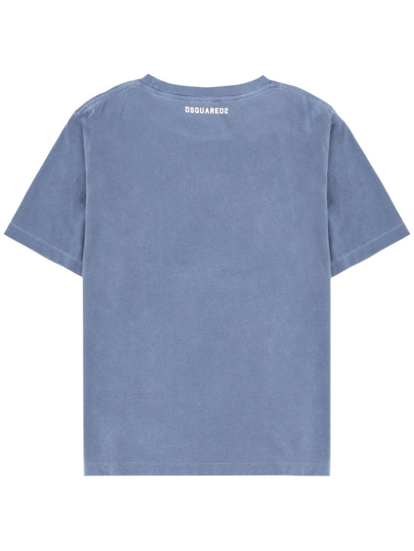 Blue Graphic Crew Neck T-Shirt 2