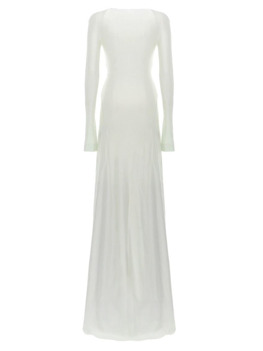 Off White Round Neck Maxi Dress 3