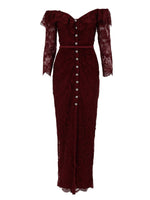 Brown Lace V Neck Maxi Dress 1
