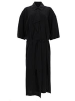 Black Shirt Collar Midi Dress 1