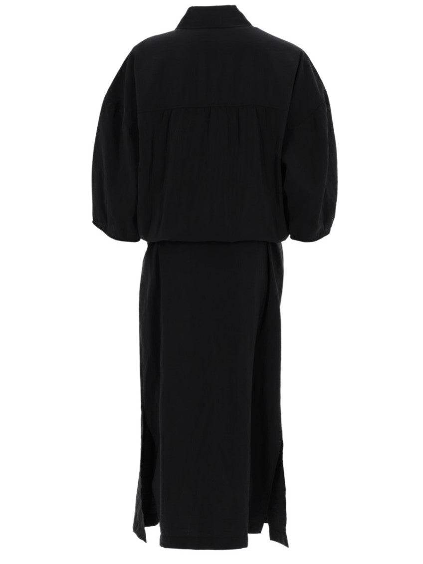 Black Shirt Collar Midi Dress 3