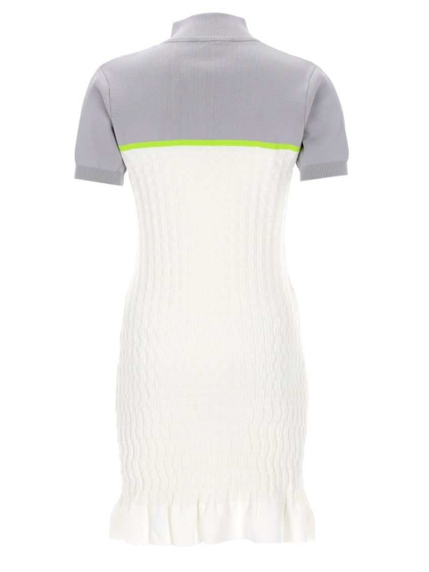 White Stripes Mock Collar Midi Dress 3