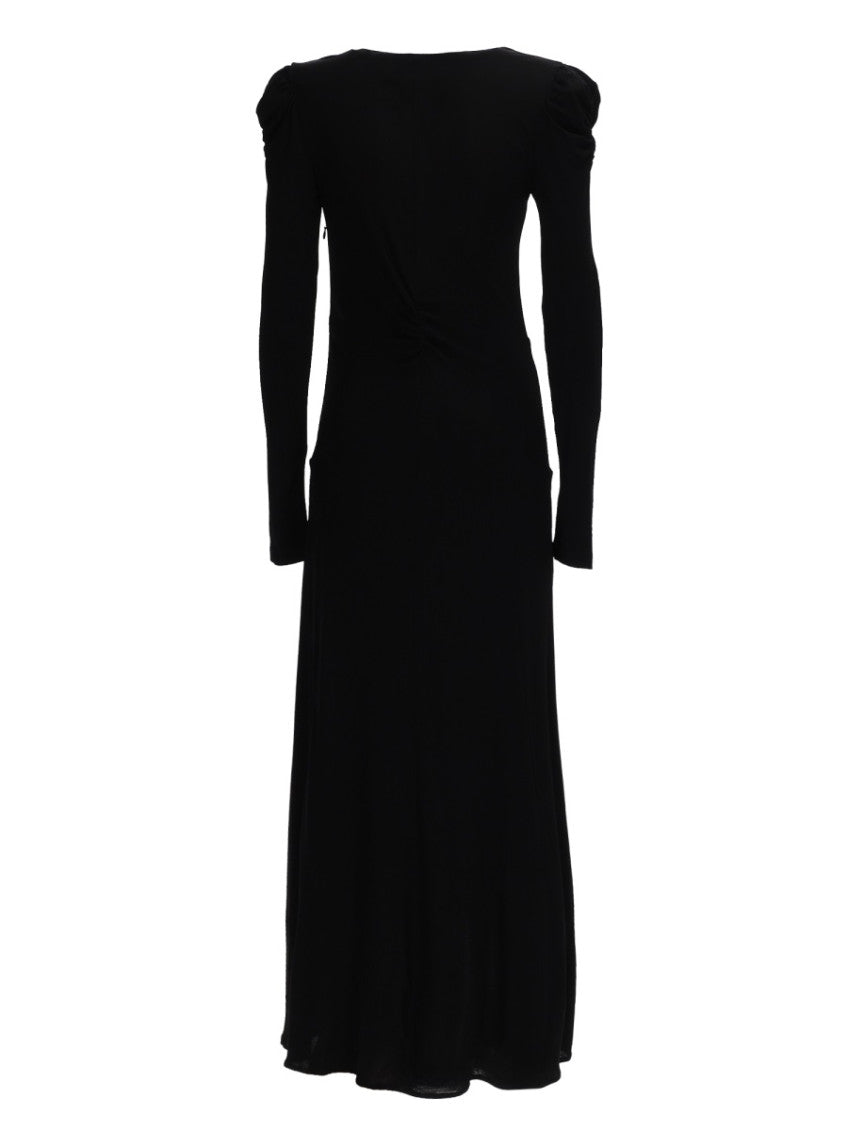 Black Solid V Neck Maxi Dress 3