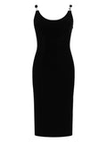 Black Scoop Neck Midi Dress 1