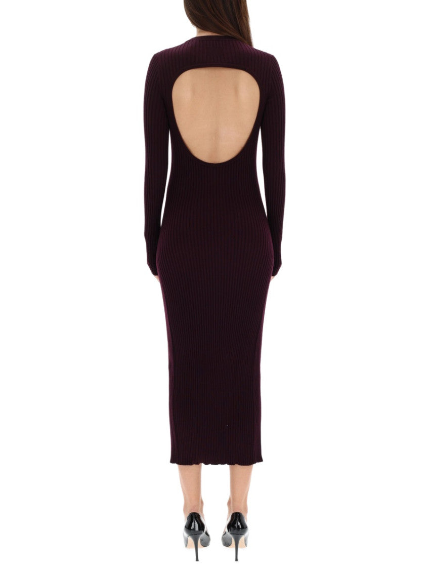 Purple Knitted Crew Neck Midi Dress 3