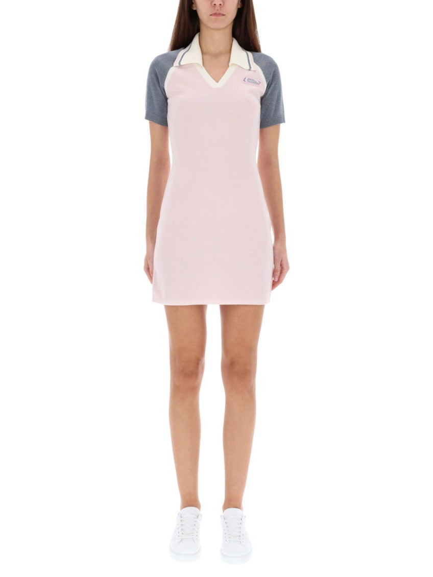 Pink Logo Shirt Collar Mini Dress 1