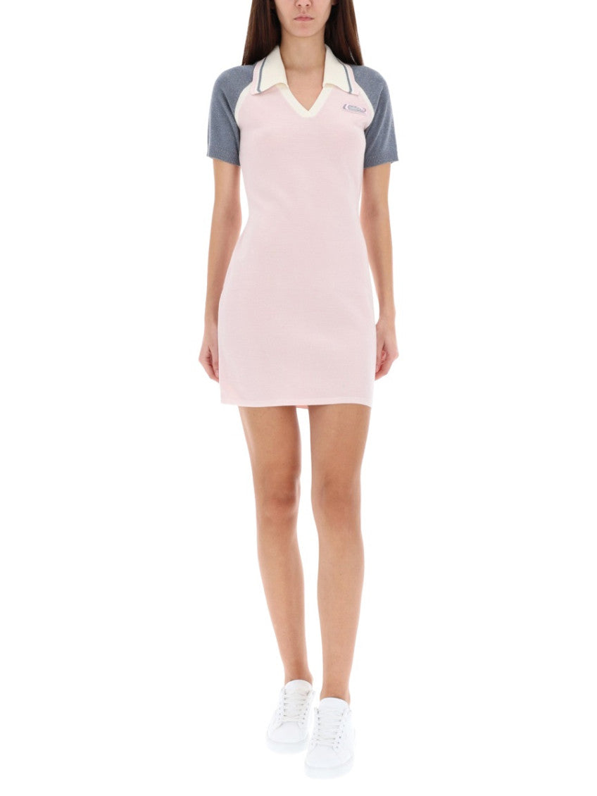 Pink Logo Shirt Collar Mini Dress 4