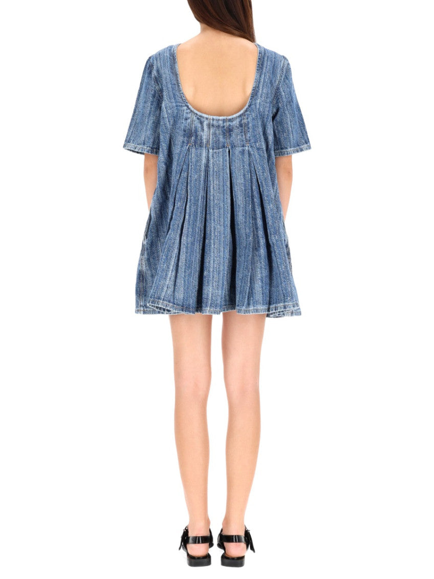 Denim Textured Round Neck Mini Dress 3