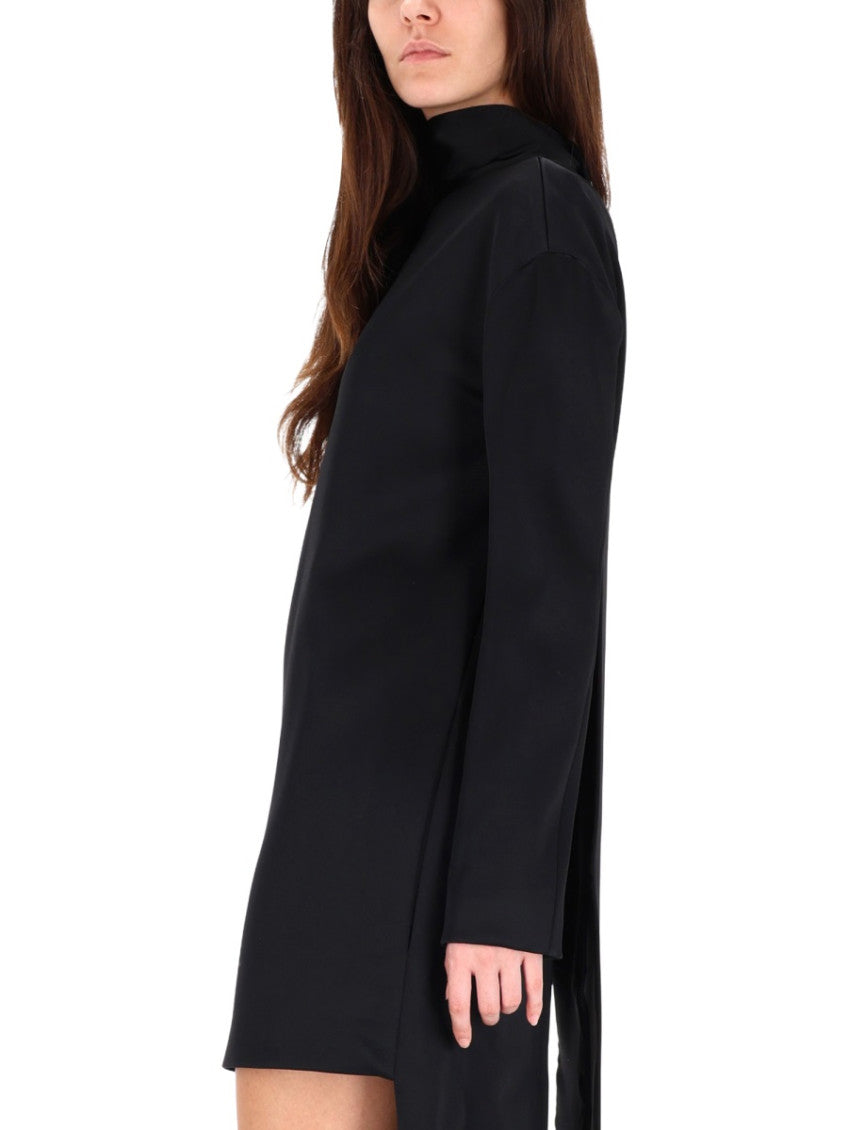 Black Solid Turtle Neck Mini Dress 4