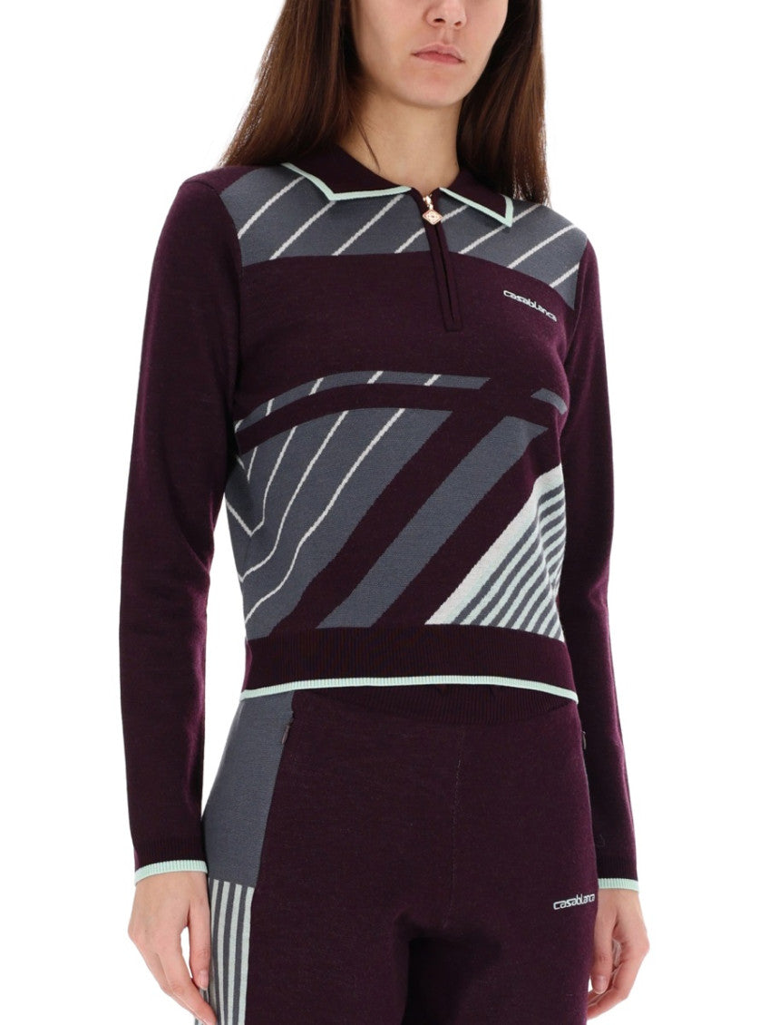 Purple Stripes Shirt Collar Polo 3