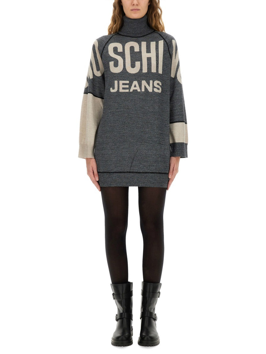 Grey Logo Turtle Neck Mini Dress 1