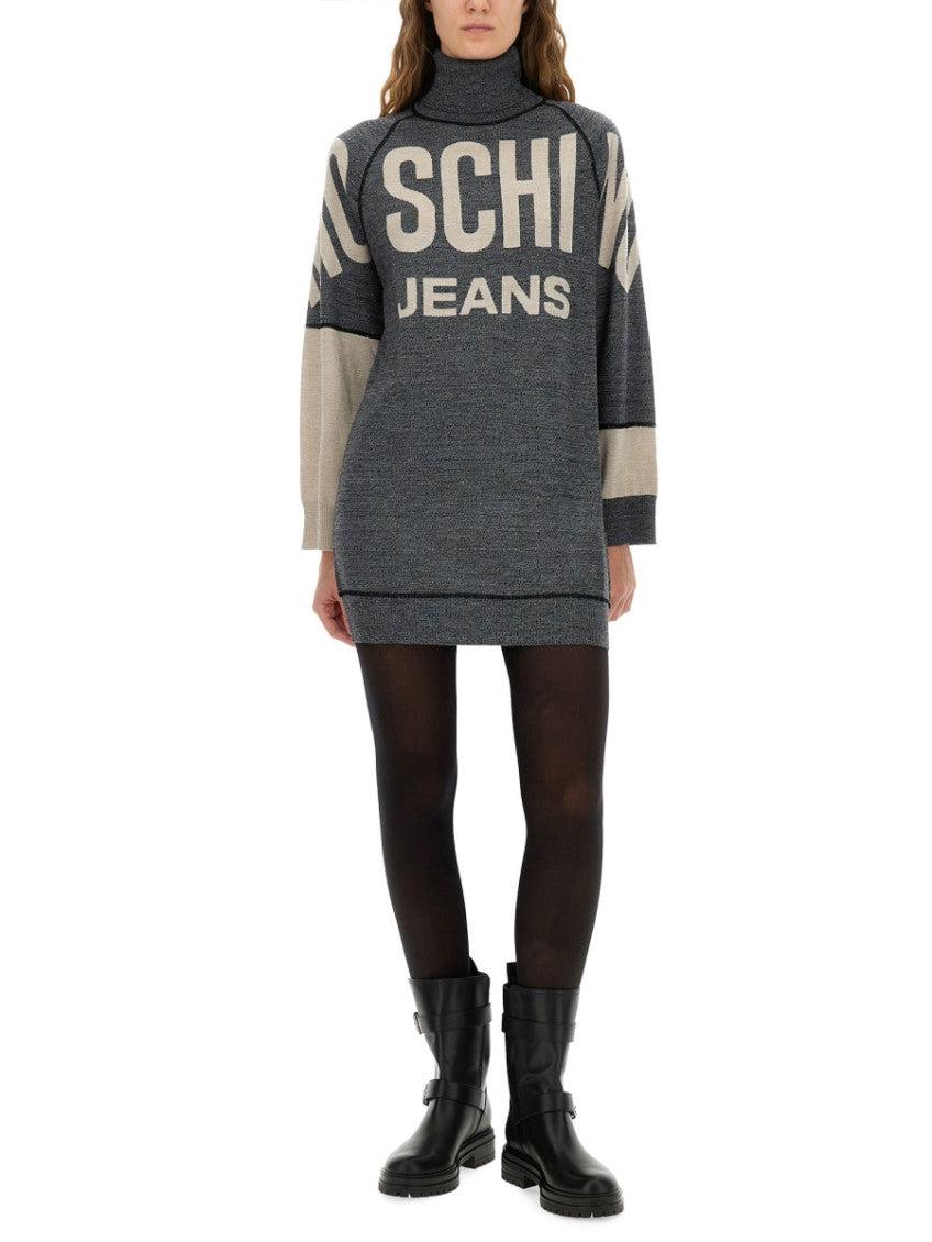 Grey Logo Turtle Neck Mini Dress 2