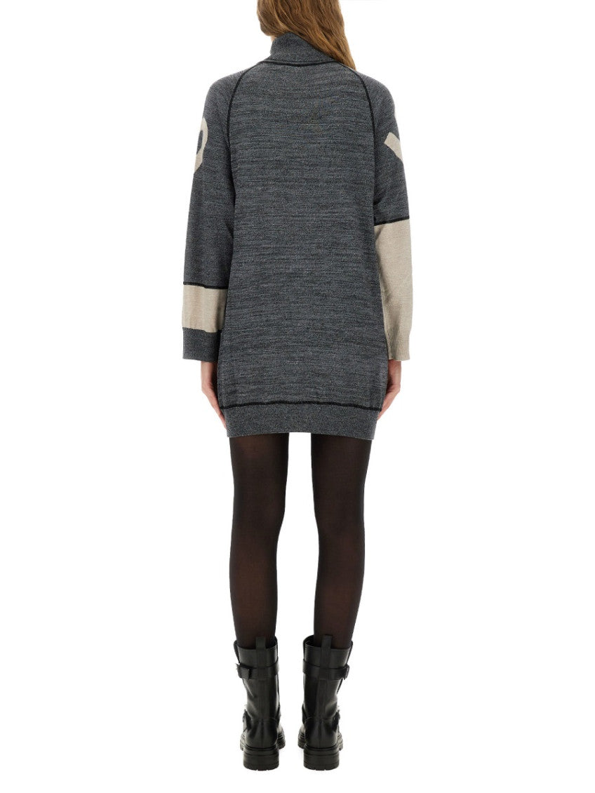 Grey Logo Turtle Neck Mini Dress 3