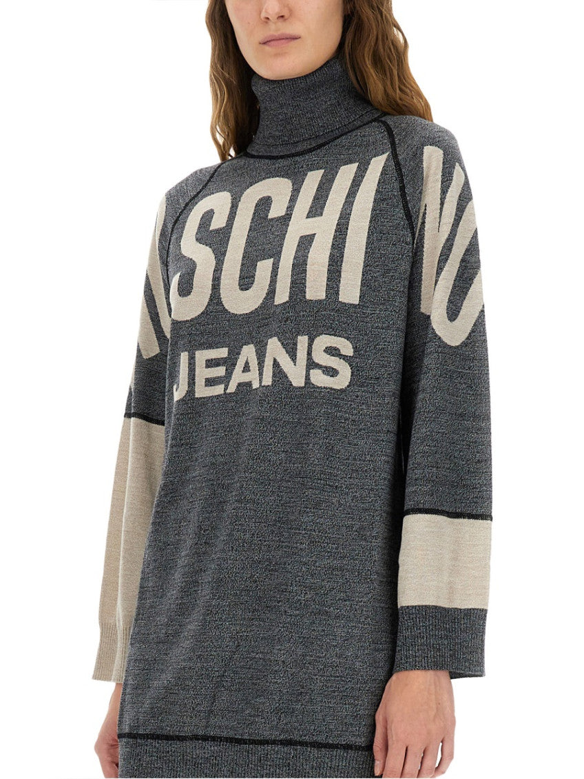 Grey Logo Turtle Neck Mini Dress 4