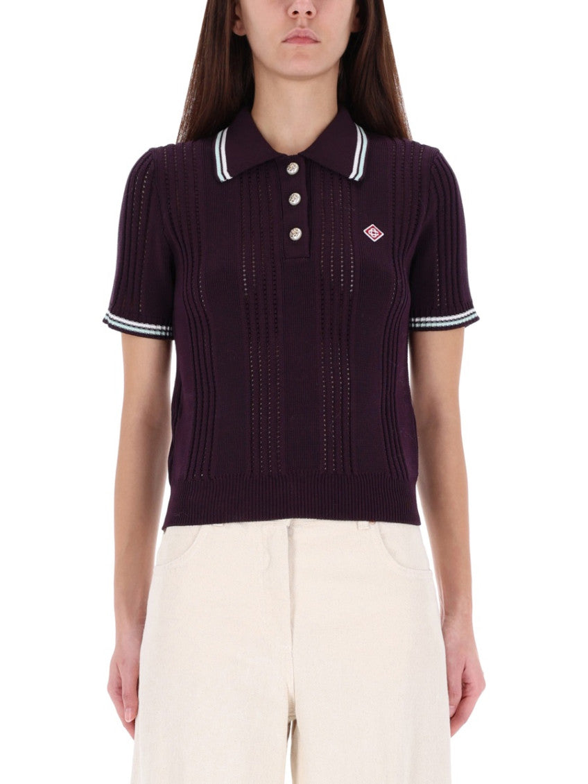 Purple Textured Shirt Collar Polo 1