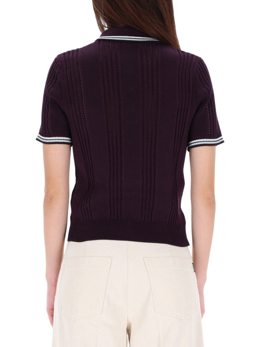 Purple Textured Shirt Collar Polo 2