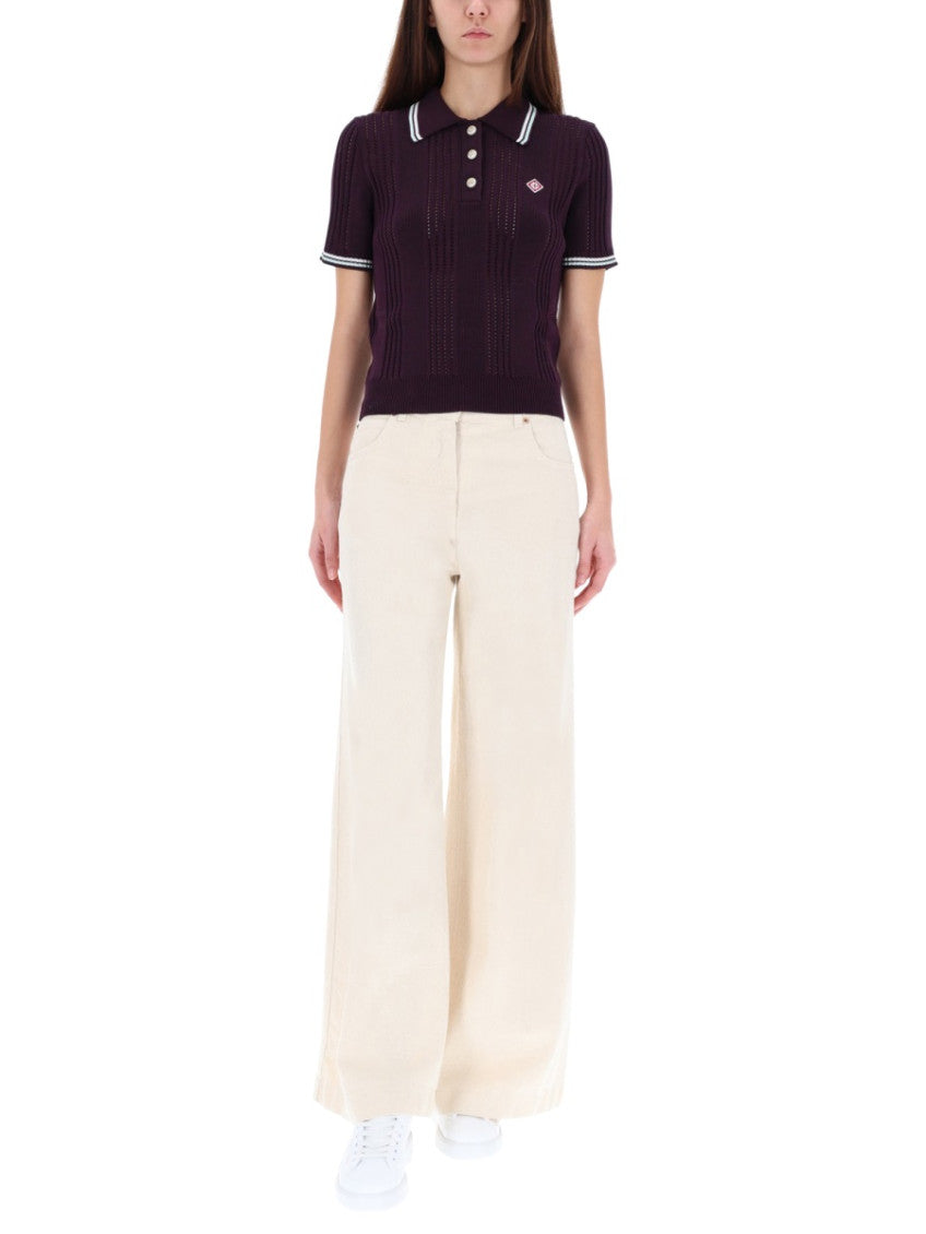 Purple Textured Shirt Collar Polo 4