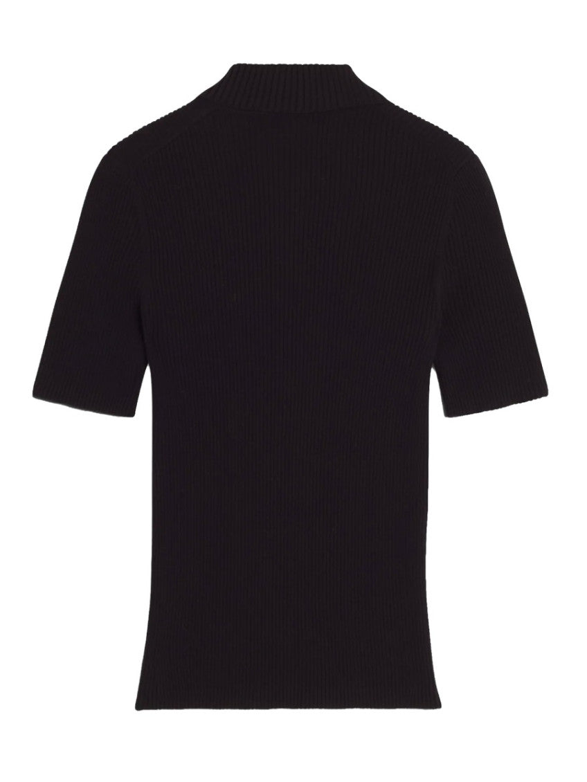 Black Solid Shirt Collar Polo 2