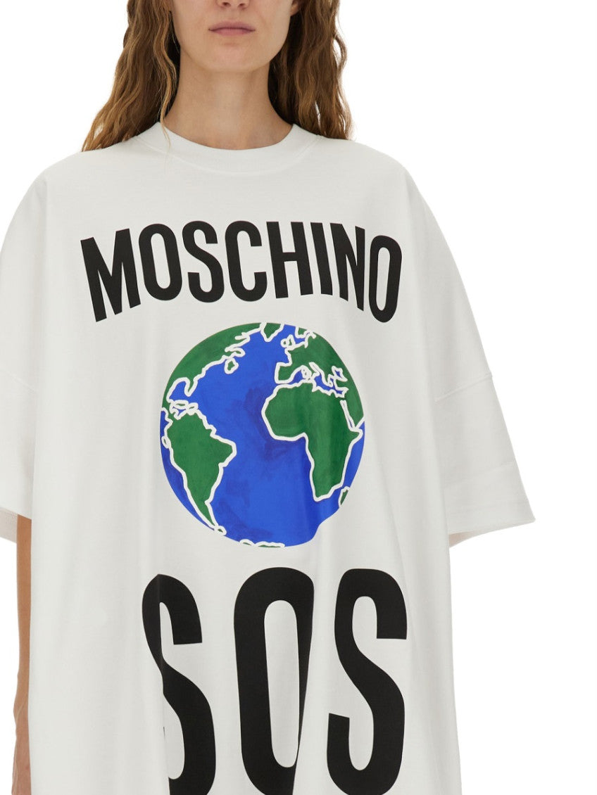 White Graphic Crew Neck Mini Dress 2