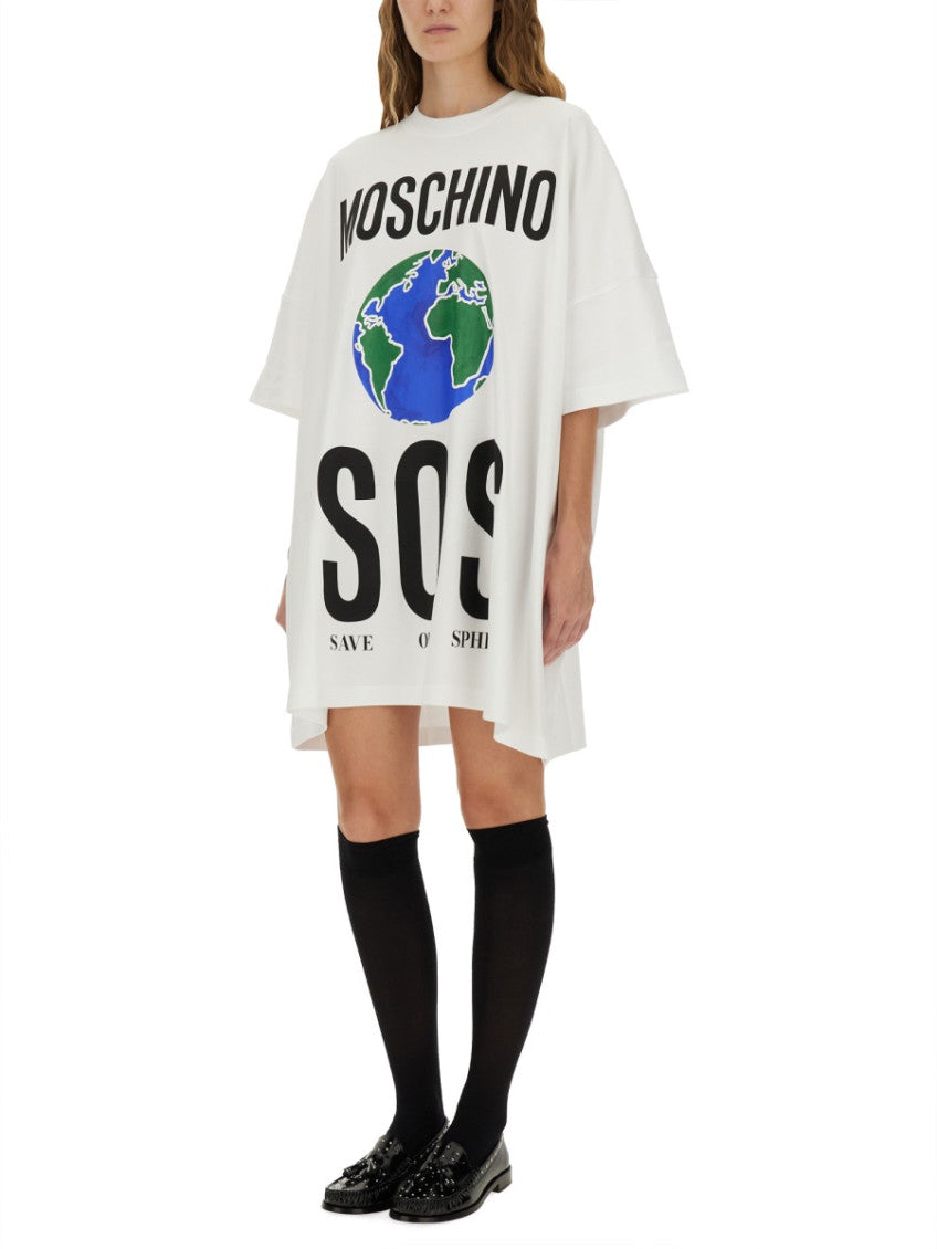 White Graphic Crew Neck Mini Dress 4
