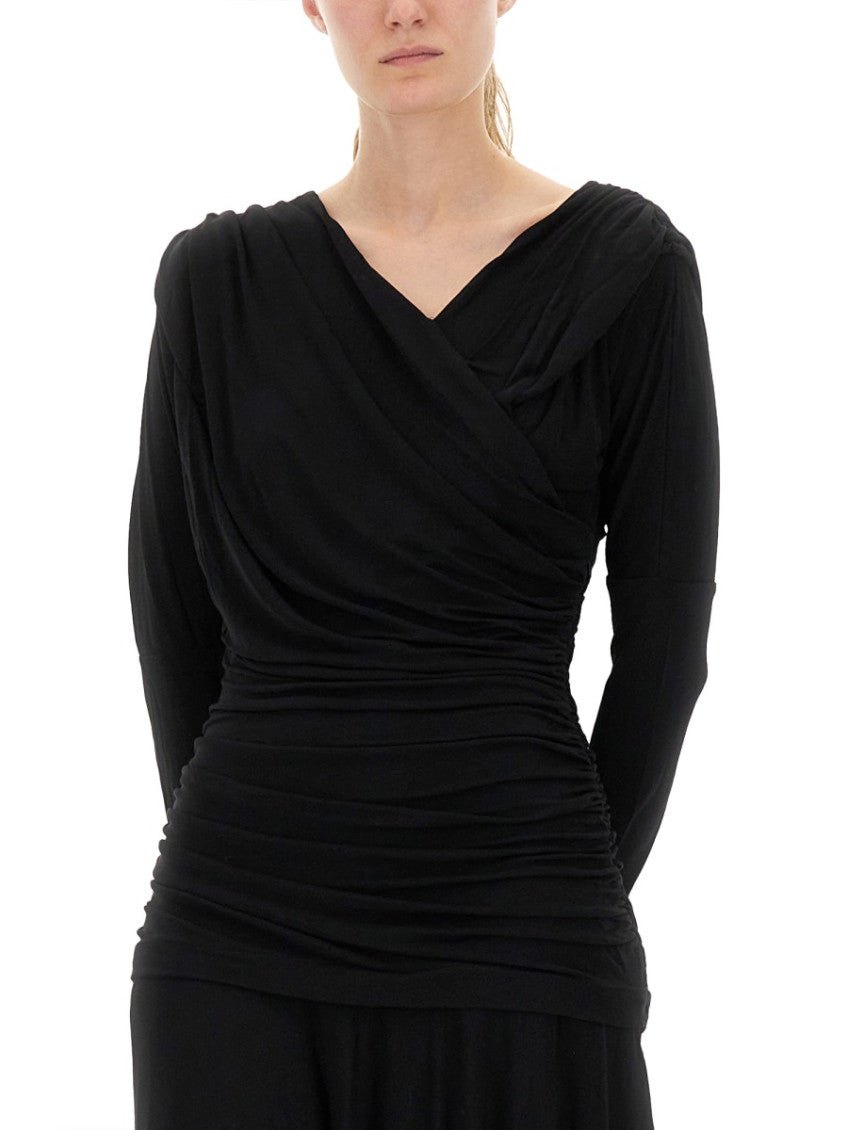 Black V Neck Midi Dress 2