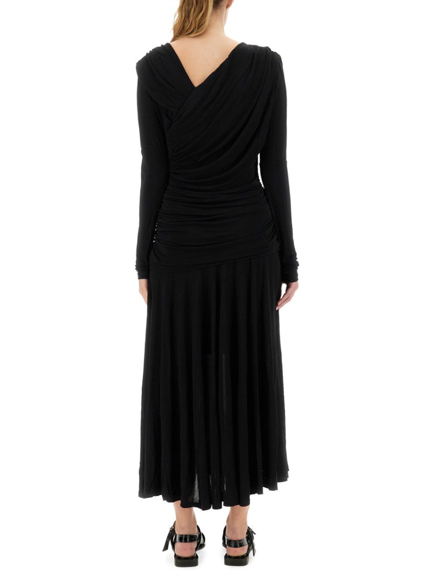 Black V Neck Midi Dress 3