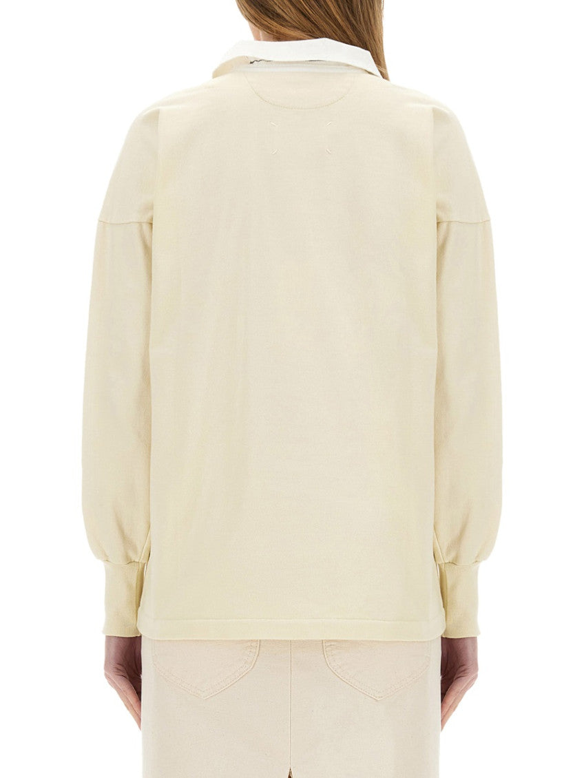 Beige Logo Shirt Collar Polo 2