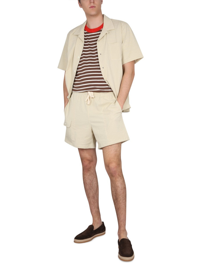 Beige Textured Shorts 2