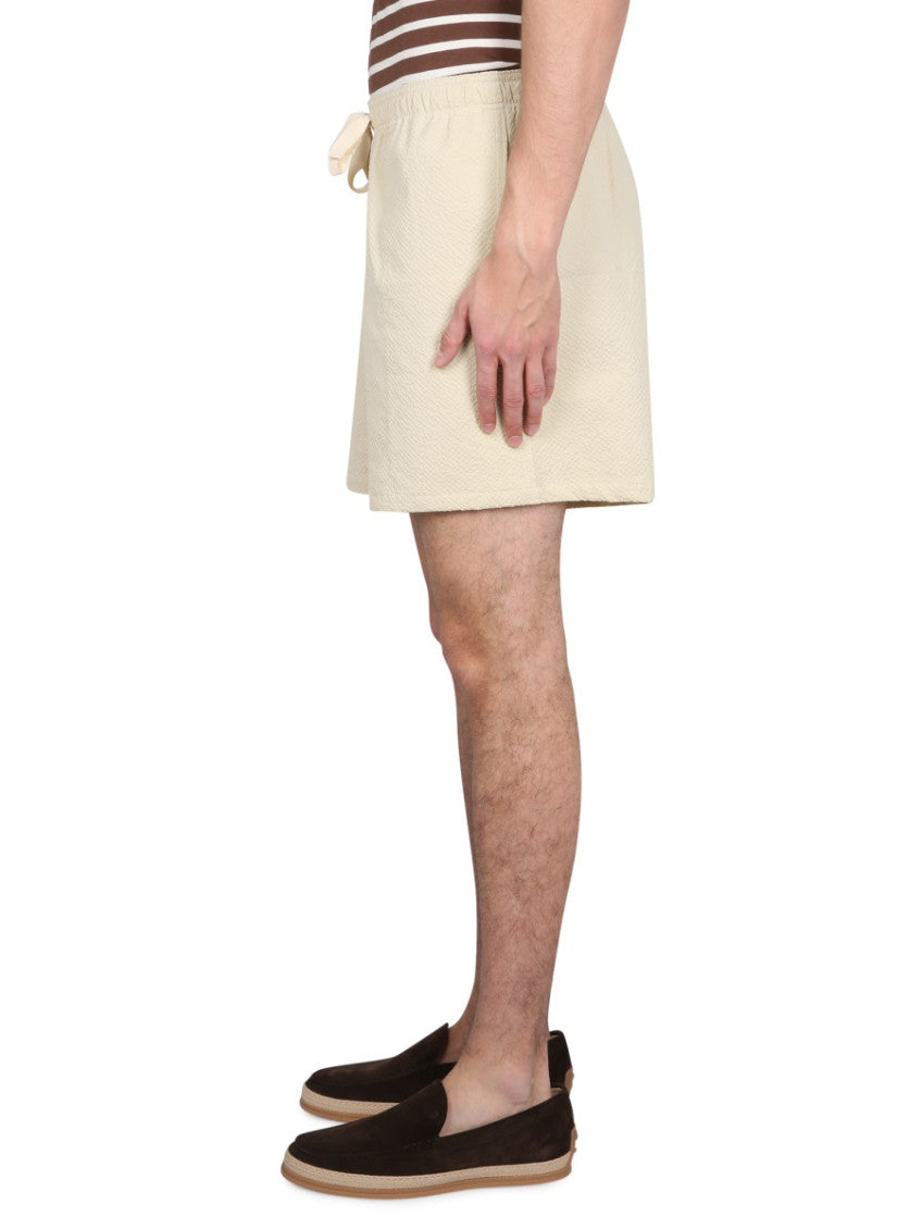 Beige Textured Shorts 3