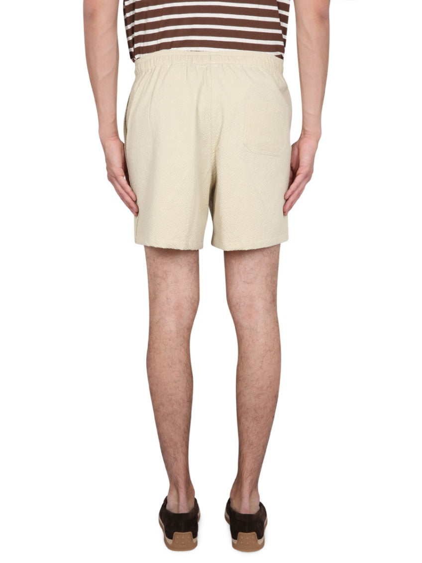 Beige Textured Shorts 4