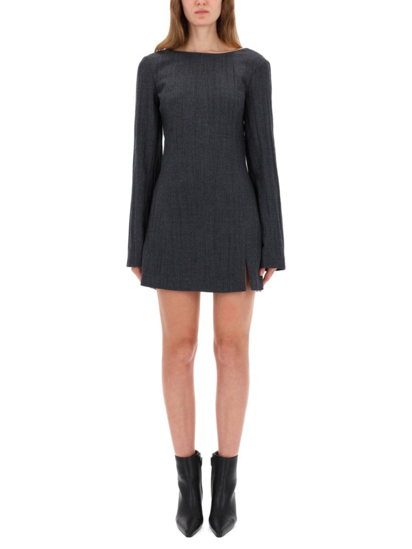 Grey Boat Neck Mini Dress 1