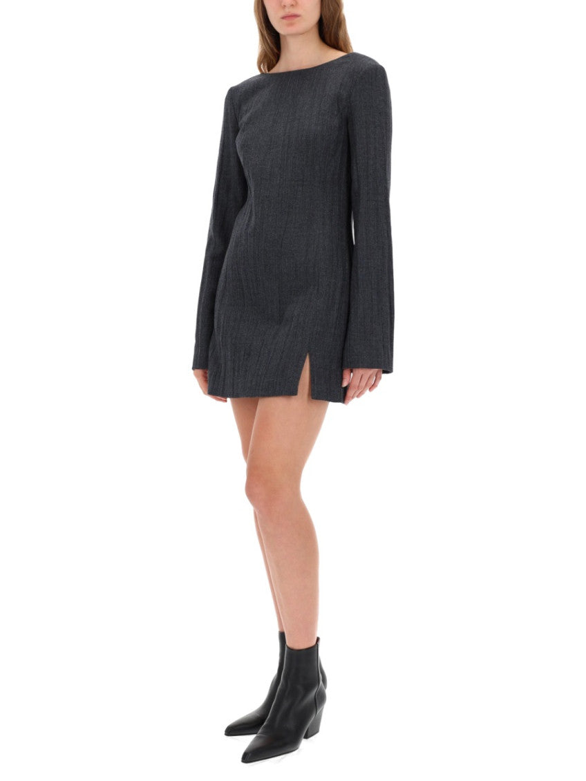 Grey Boat Neck Mini Dress 2