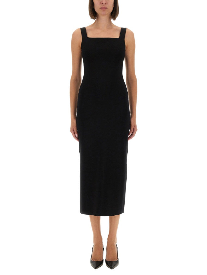 Black Square Neck Midi Dress 1