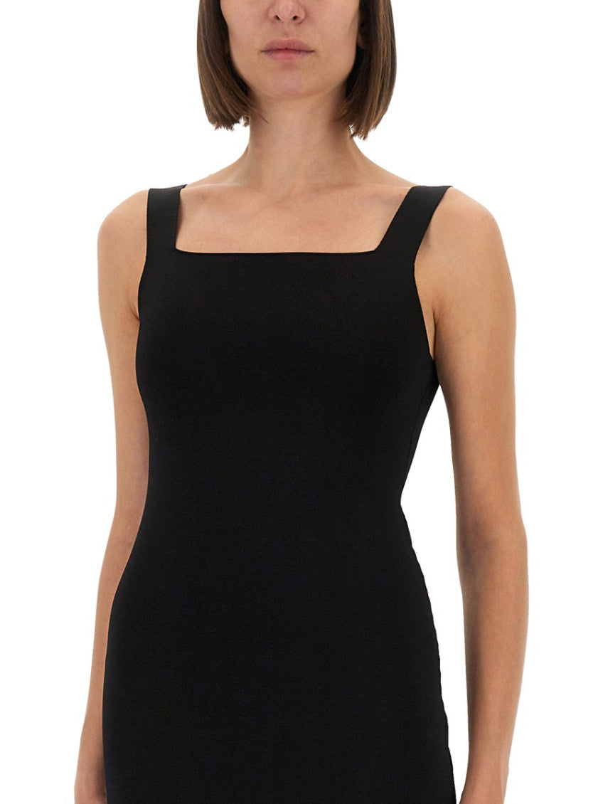 Black Square Neck Midi Dress 2