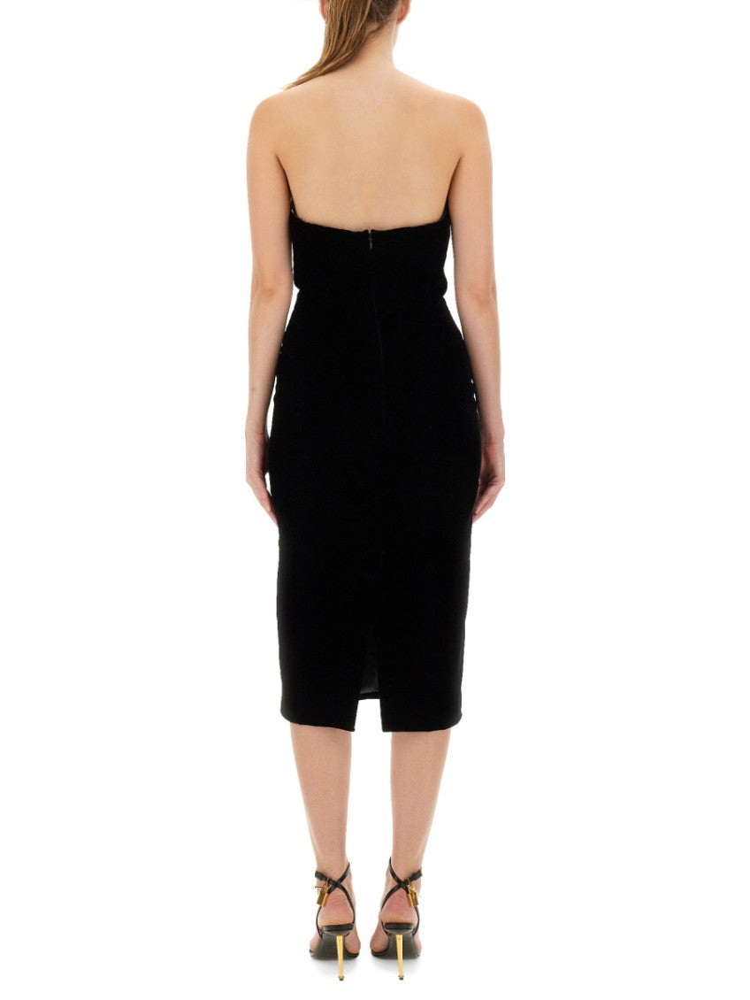 Black Strapless Midi Dress 3