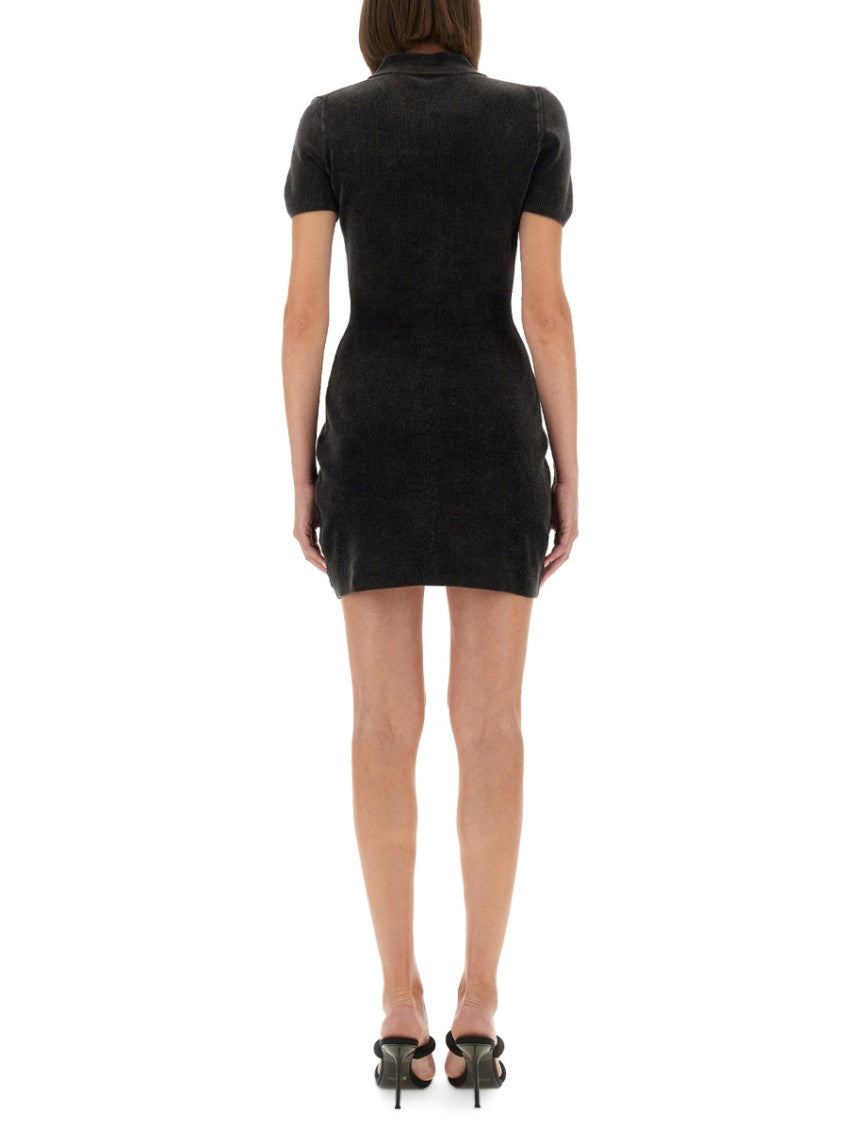 Black Shirt Collar Mini Dress 3