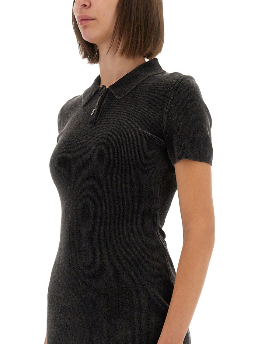 Black Shirt Collar Mini Dress 4