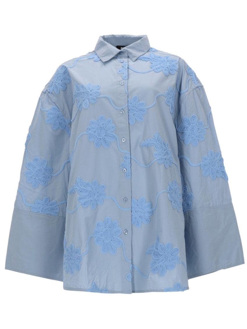 Light Blue Oversized Embroidered Shirt 1