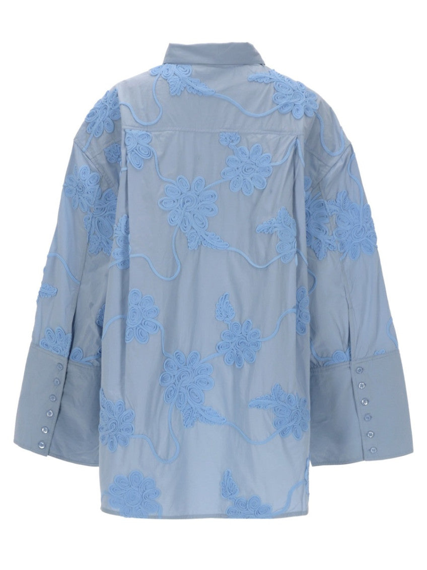 Light Blue Oversized Embroidered Shirt 2